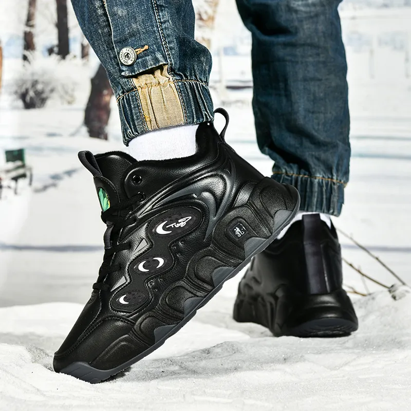 Black tailed Deer Thermal Cushioning Abrasion Resistant Slip Resistant High Top Basketball Shoes Men's-34