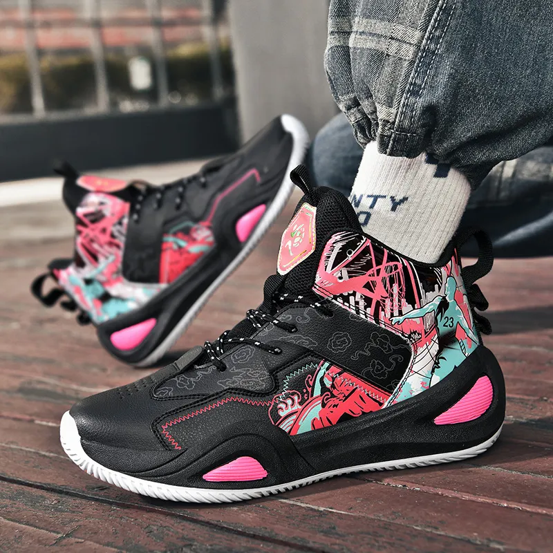 Black tailed Deer High Top Basketball Shoes Unisex-22