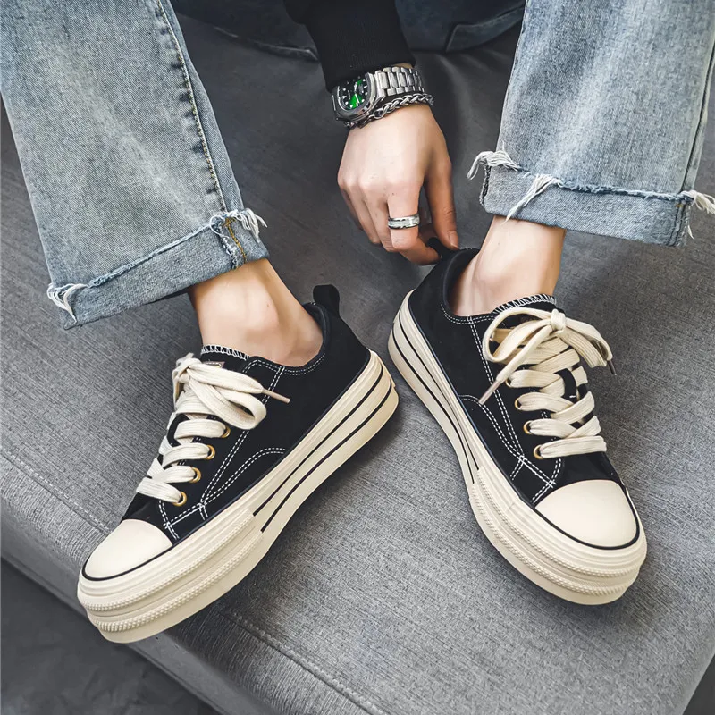 Black tailed Deer Height Increasing Low Top Skateboard Shoes Men's-15