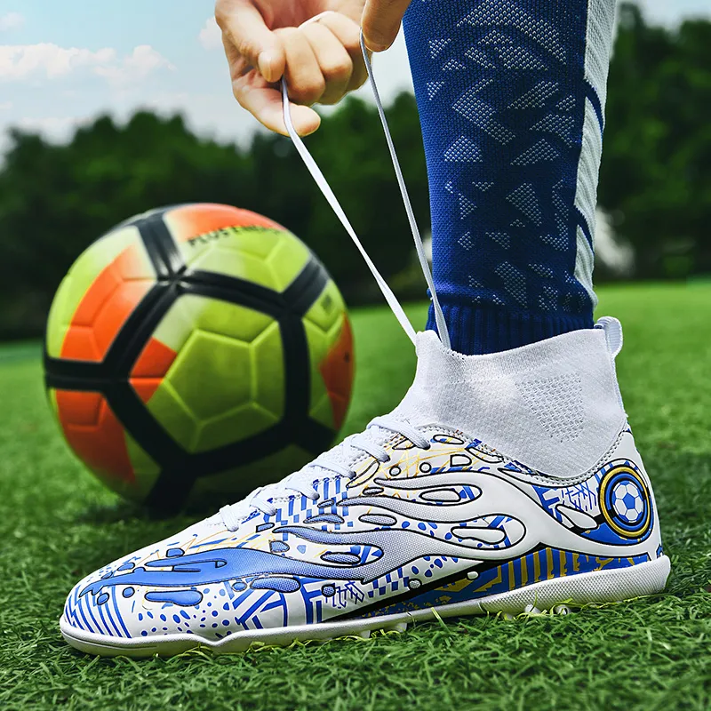 Black tailed deer Soccer Shoes Unisex High Top Aqua/White Blue/White Red-32
