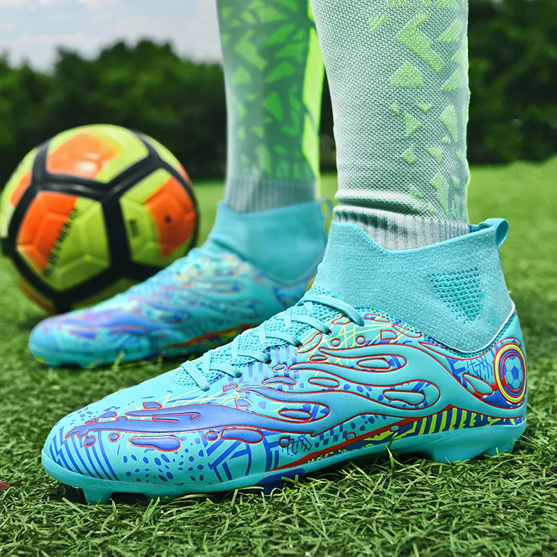 Black tailed deer Soccer Shoes Unisex High Top Aqua/White Blue/White Red-4
