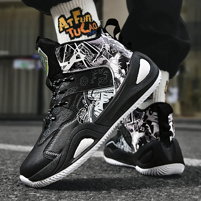Black tailed Deer High Top Basketball Shoes Unisex-36