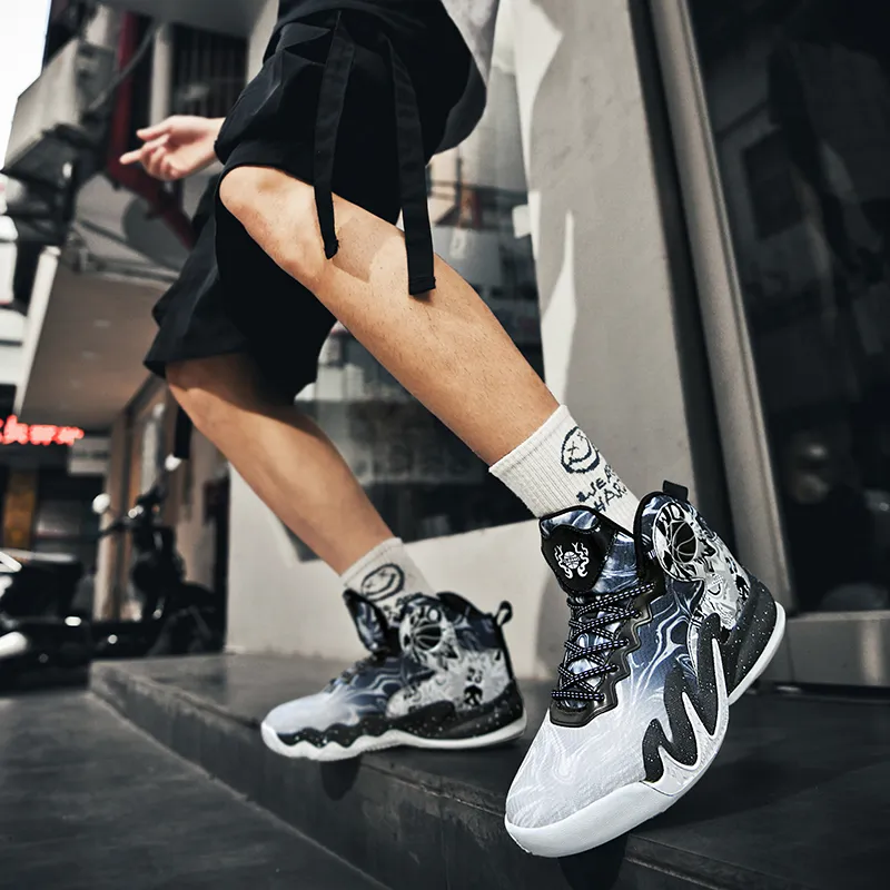 Black tailed Deer Shock Absorbers With Slip Resistant And Abrasion Resistant Properties Mid Top Basketball Shoes Unisex-12