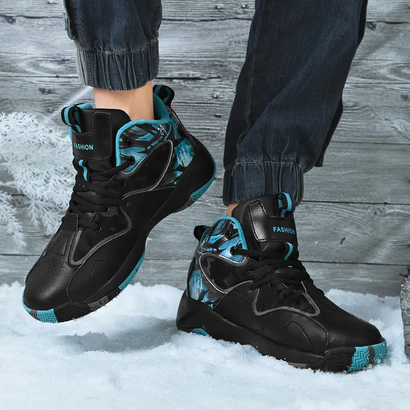 Black tailed Deer Thermal Cushioning Abrasion Resistant Slip Resistant High Top Basketball Shoes Unisex-36