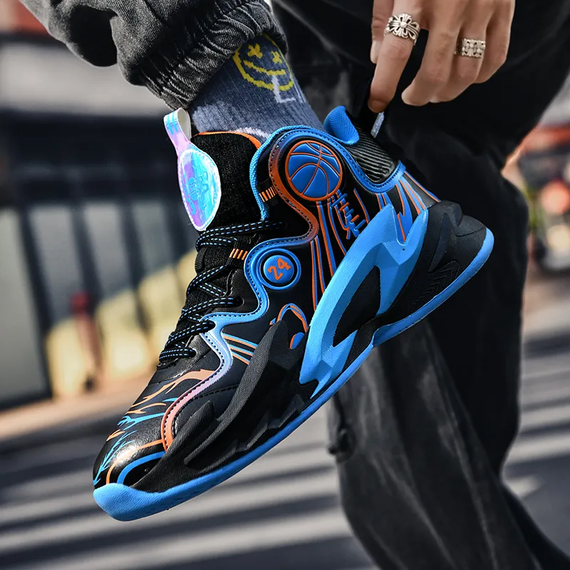 Black tailed Deer Thermal Cushioning Abrasion Resistant Slip Resistant High Top Basketball Shoes Unisex-16