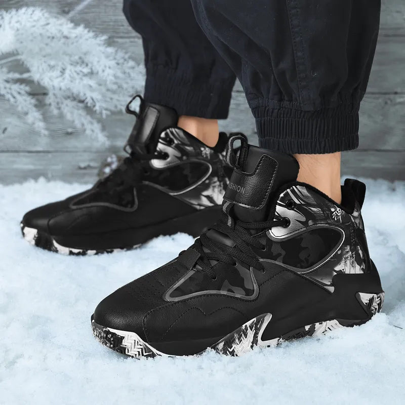 Black tailed Deer Thermal Cushioning Abrasion Resistant Slip Resistant High Top Basketball Shoes Unisex-41