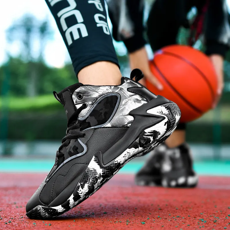 Black tailed Deer Thermal Cushioning Abrasion Resistant Slip Resistant High Top Basketball Shoes Unisex-23