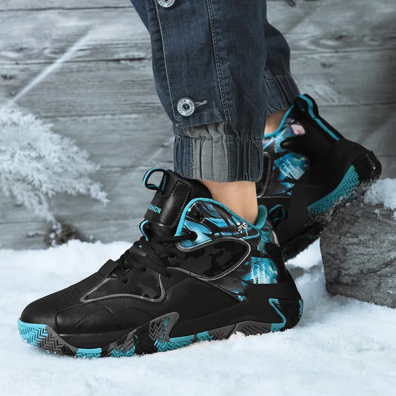 Black tailed Deer Thermal Cushioning Abrasion Resistant Slip Resistant High Top Basketball Shoes Unisex-35