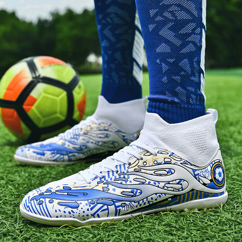 Black tailed deer Soccer Shoes Unisex High Top Aqua/White Blue/White Red-30