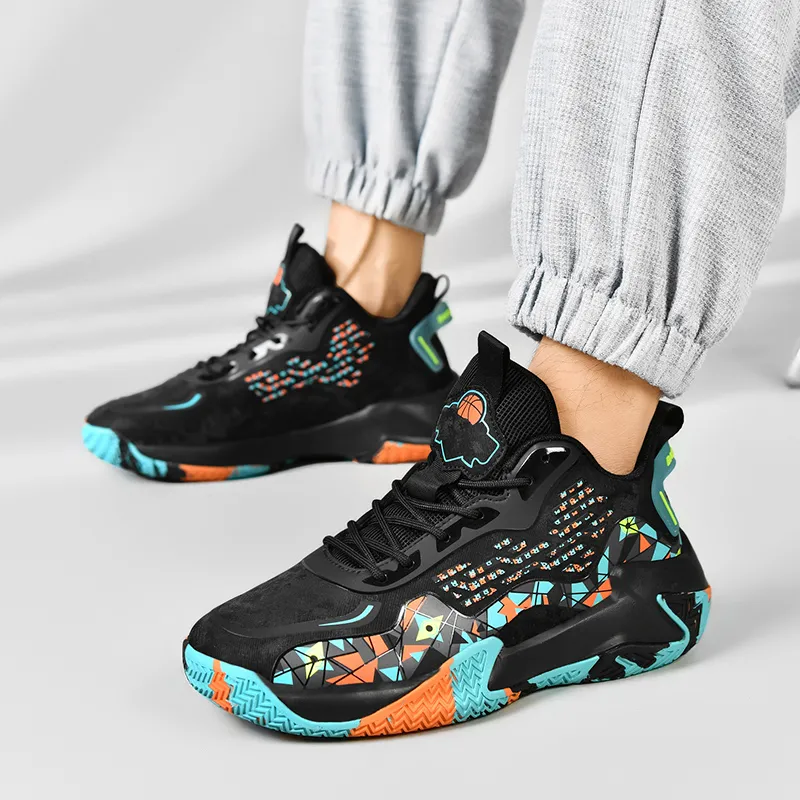 Black tailed Deer Shock Absorbers With Slip Resistant And Abrasion Resistant Properties Mid Top Basketball Shoes Men's-4
