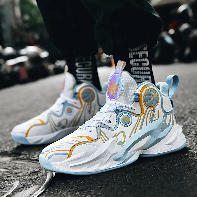 Black tailed Deer Thermal Cushioning Abrasion Resistant Slip Resistant High Top Basketball Shoes Unisex-20