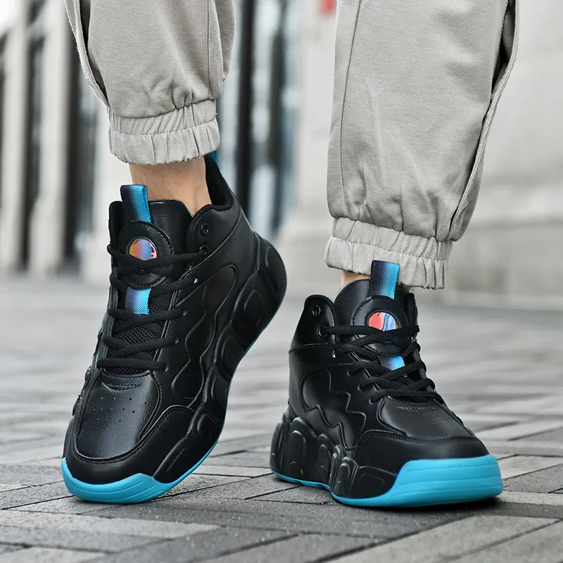 Black tailed Deer Thermal Cushioning Abrasion Resistant Slip Resistant High Top Basketball Shoes Men's-3