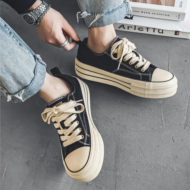 Black tailed Deer Height Increasing Low Top Skateboard Shoes Men's-13