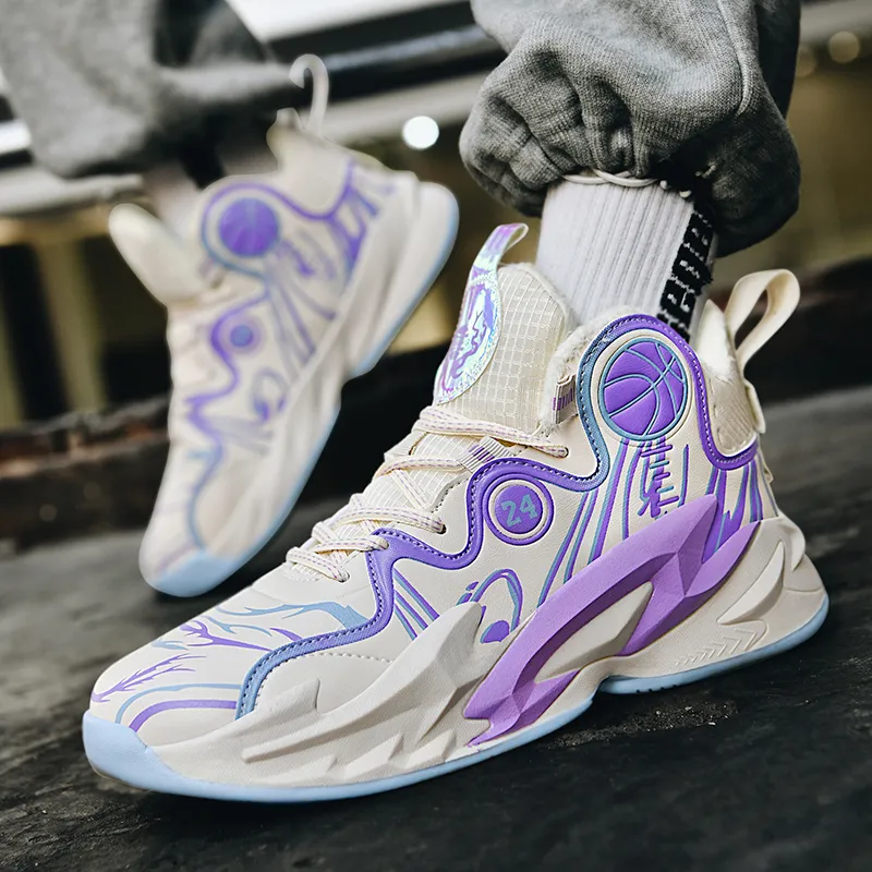 Black tailed Deer Thermal Cushioning Abrasion Resistant Slip Resistant High Top Basketball Shoes Unisex-31
