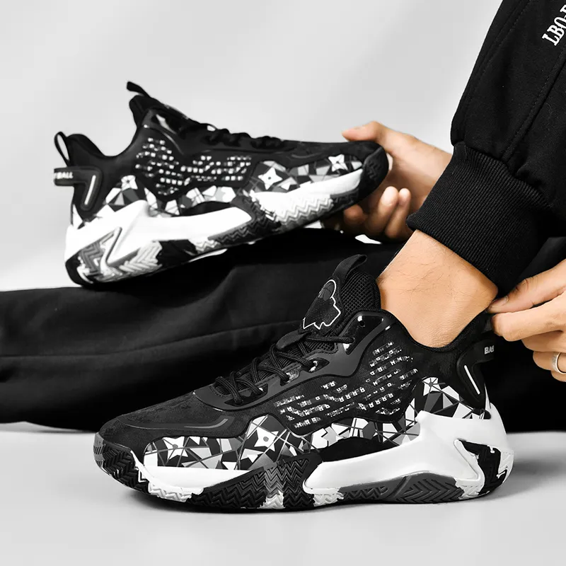 Black tailed Deer Shock Absorbers With Slip Resistant And Abrasion Resistant Properties Mid Top Basketball Shoes Men's-7