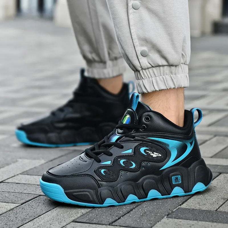 Black tailed Deer Thermal Cushioning Abrasion Resistant Slip Resistant High Top Basketball Shoes Men's-5