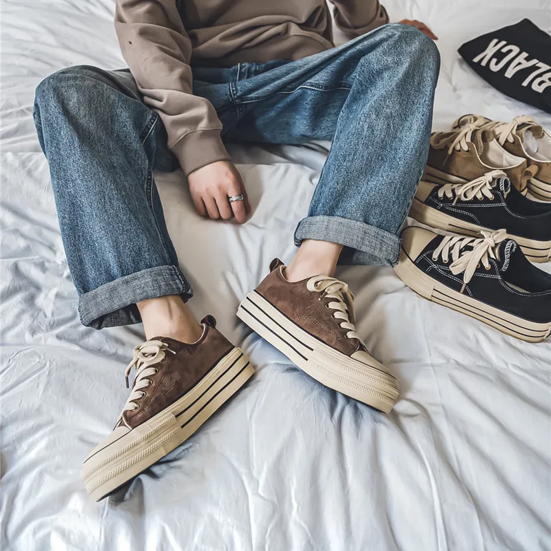 Black tailed Deer Height Increasing Low Top Skateboard Shoes Men's-3