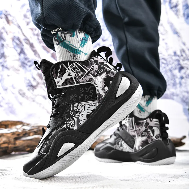 Black tailed Deer High Top Basketball Shoes Unisex-57