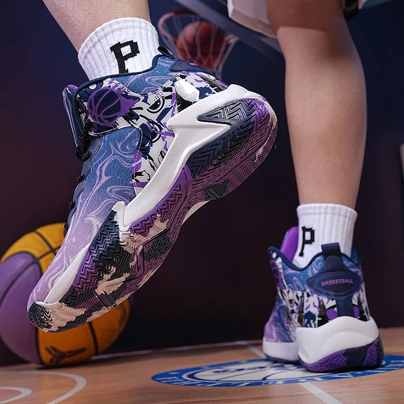 Black tailed Deer Shock Absorbers Slip Resistant Breathable High Top Basketball Shoes Men's-7