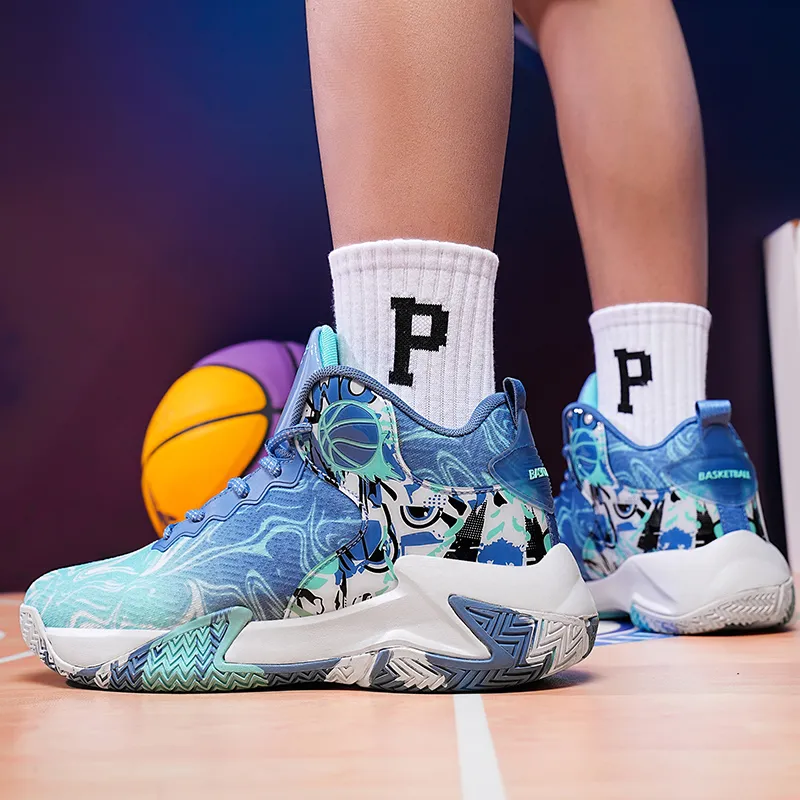 Black tailed Deer Shock Absorbers Slip Resistant Breathable High Top Basketball Shoes Men's-13