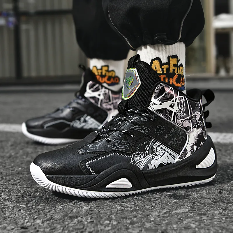 Black tailed Deer High Top Basketball Shoes Unisex-34