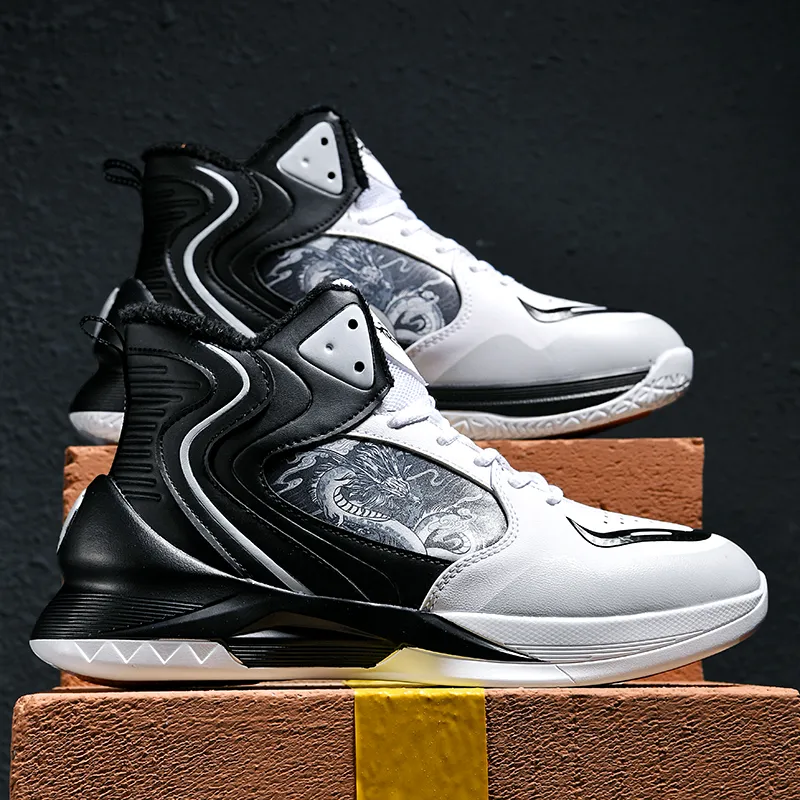 Black tailed Deer Thermal Cushioning Abrasion Resistant Slip Resistant High Top Basketball Shoes Unisex-35