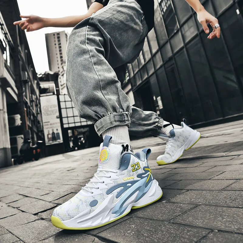 Black tailed Deer Cushioning Abrasion Resistant Breathable Mid Top Basketball Shoes Unisex-20