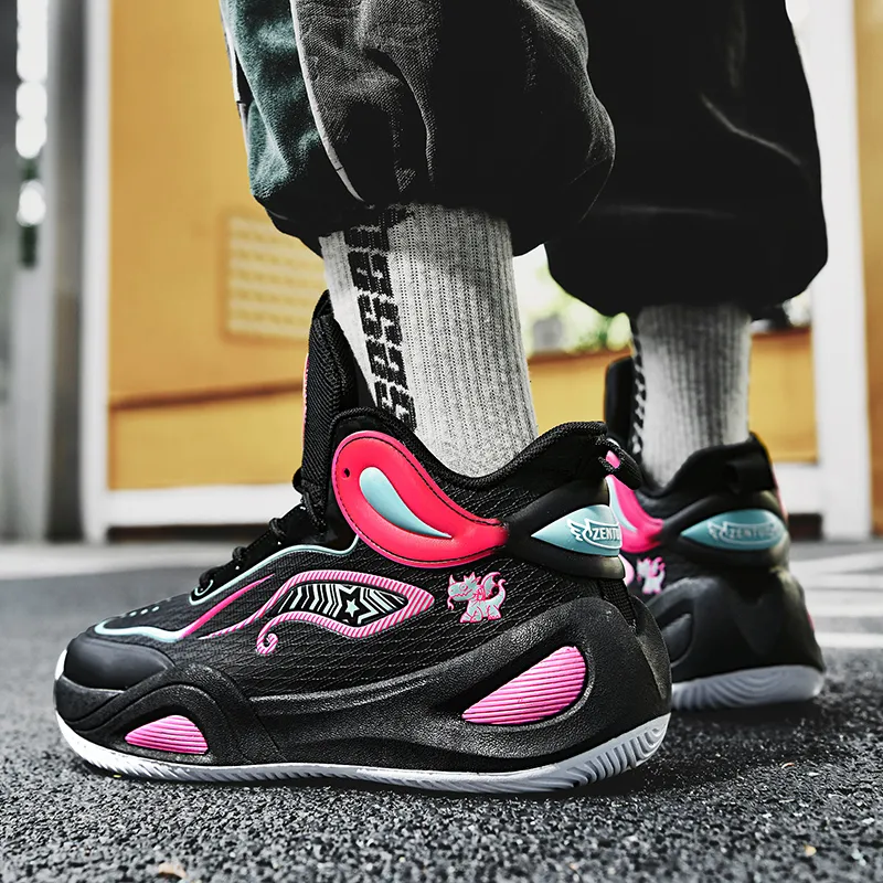 Black tailed Deer Shock Absorbers Slip Resistant, Abrasion Resistant, Breathable Mid Top Basketball Shoes Unisex-28