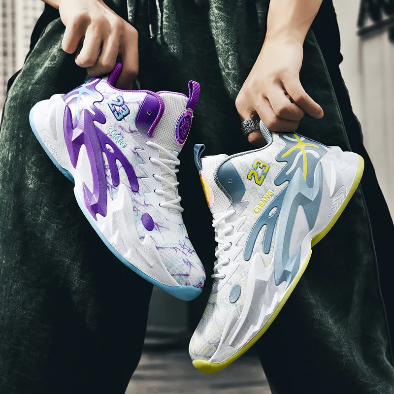Black tailed Deer Cushioning Abrasion Resistant Breathable Mid Top Basketball Shoes Unisex-21
