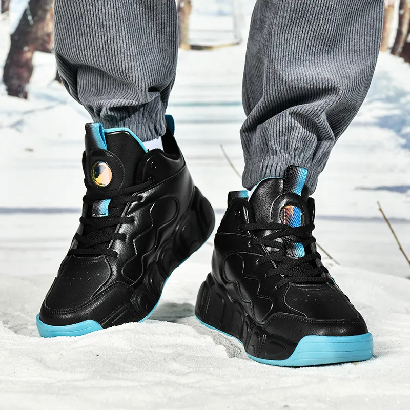 Black tailed Deer Thermal Cushioning Abrasion Resistant Slip Resistant High Top Basketball Shoes Men's-26