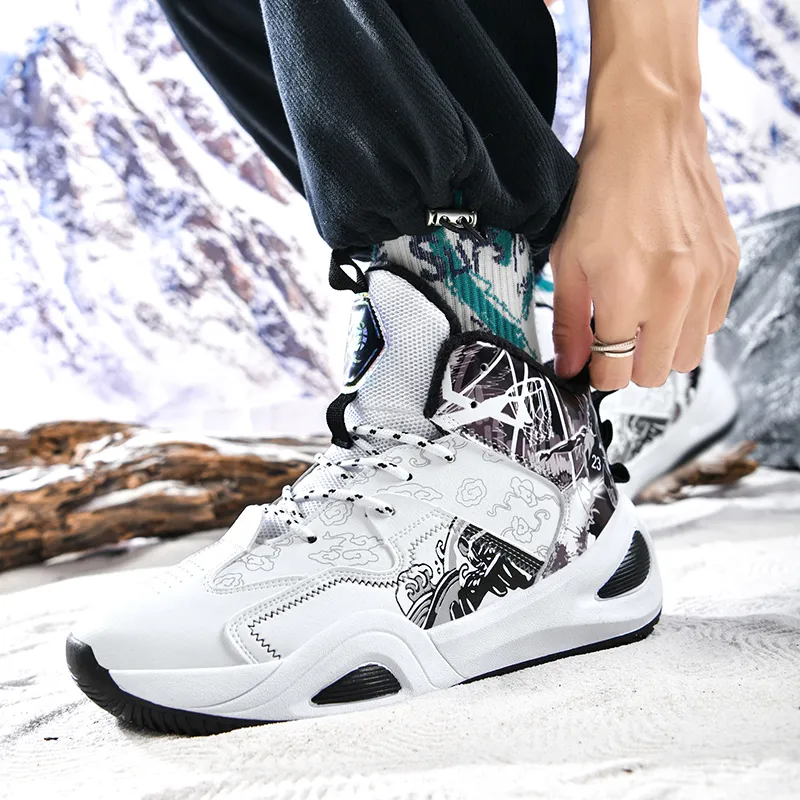 Black tailed Deer High Top Basketball Shoes Unisex-53
