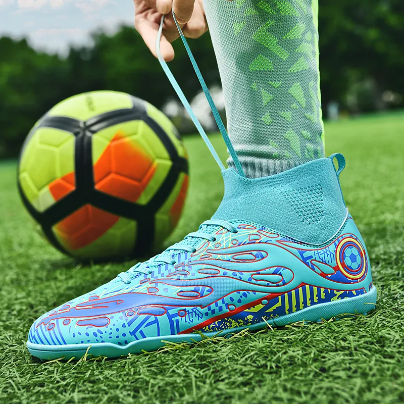 Black tailed deer Soccer Shoes Unisex High Top Aqua/White Blue/White Red-25