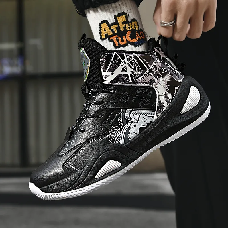 Black tailed Deer High Top Basketball Shoes Unisex-37