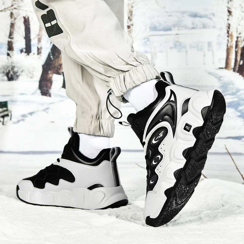 Black tailed Deer Thermal Cushioning Abrasion Resistant Slip Resistant High Top Basketball Shoes Men's-40