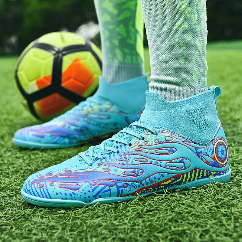 Black tailed deer Soccer Shoes Unisex High Top Aqua/White Blue/White Red-23