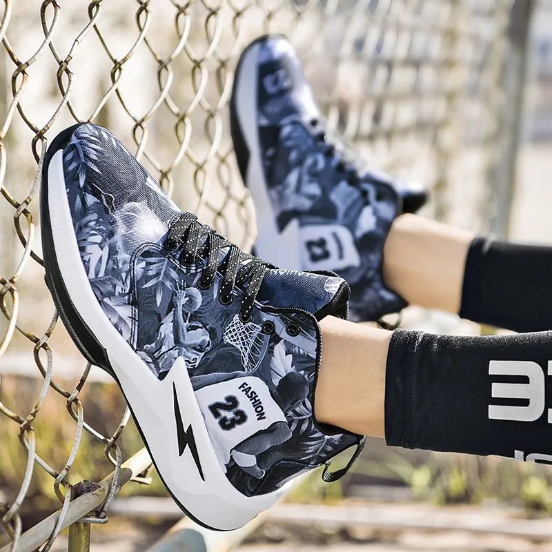 Black tailed Deer Shock Absorbers With Slip Resistant And Abrasion Resistant Properties Mid Top Basketball Shoes Men's-26