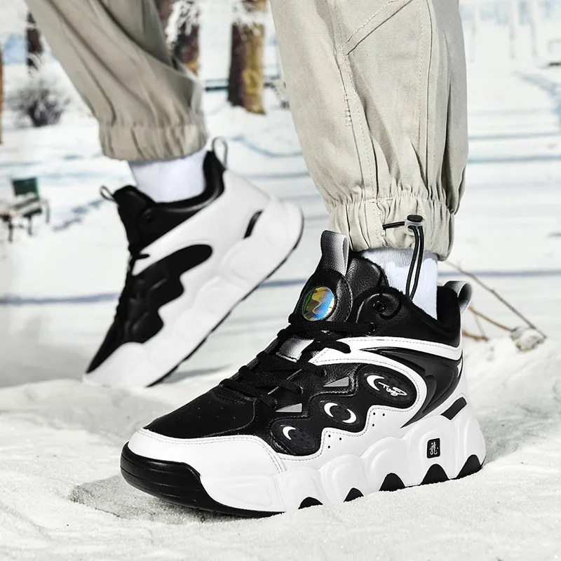 Black tailed Deer Thermal Cushioning Abrasion Resistant Slip Resistant High Top Basketball Shoes Men's-41