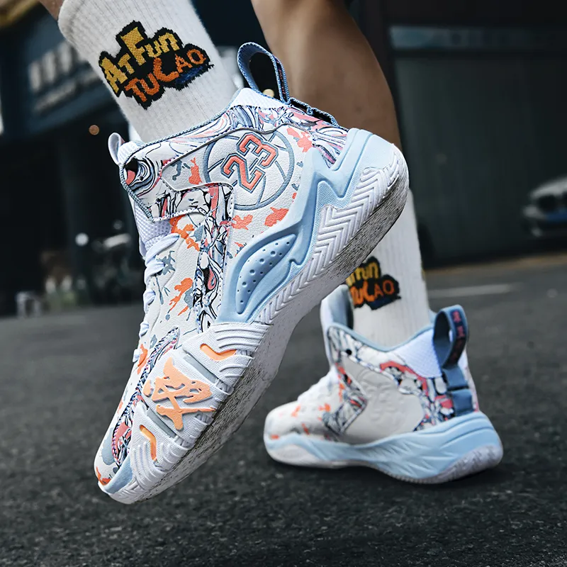 Black tailed Deer Anti Slip Wear Resistant Mid Top Basketball Shoes Unisex-14