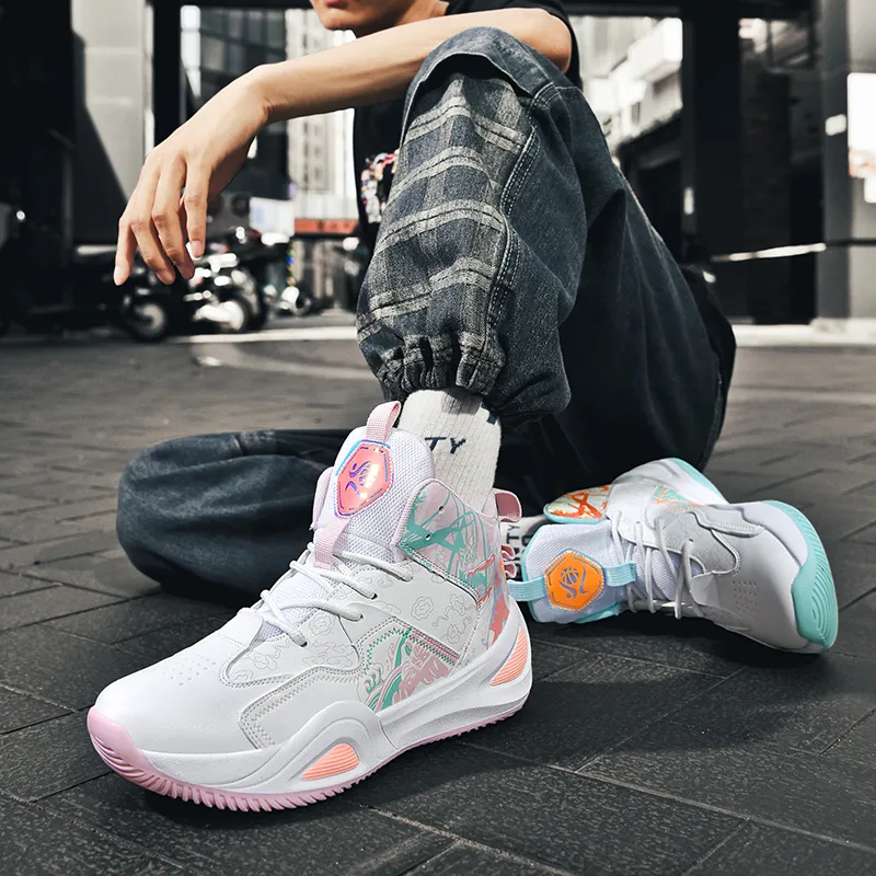 Black tailed Deer High Top Basketball Shoes Unisex-30