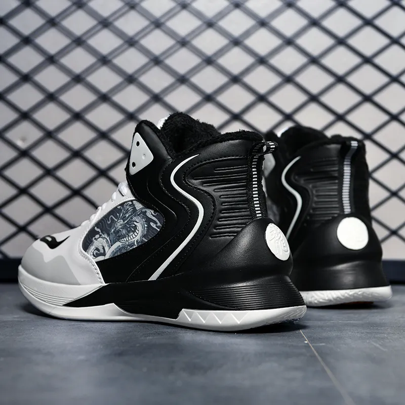 Black tailed Deer Thermal Cushioning Abrasion Resistant Slip Resistant High Top Basketball Shoes Unisex-34