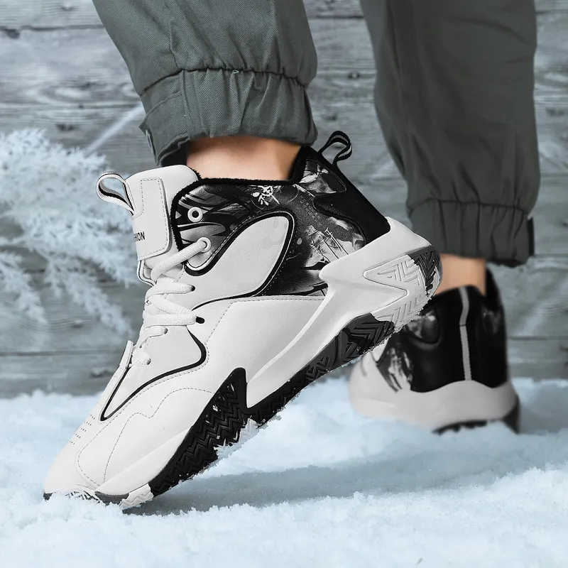 Black tailed Deer Thermal Cushioning Abrasion Resistant Slip Resistant High Top Basketball Shoes Unisex-28