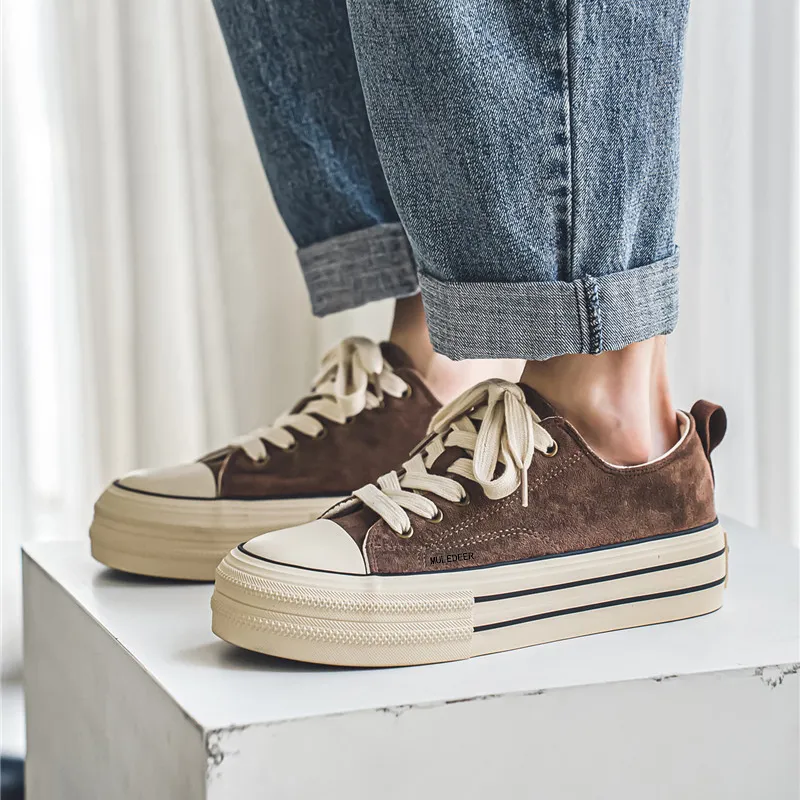Black tailed Deer Height Increasing Low Top Skateboard Shoes Men's-5
