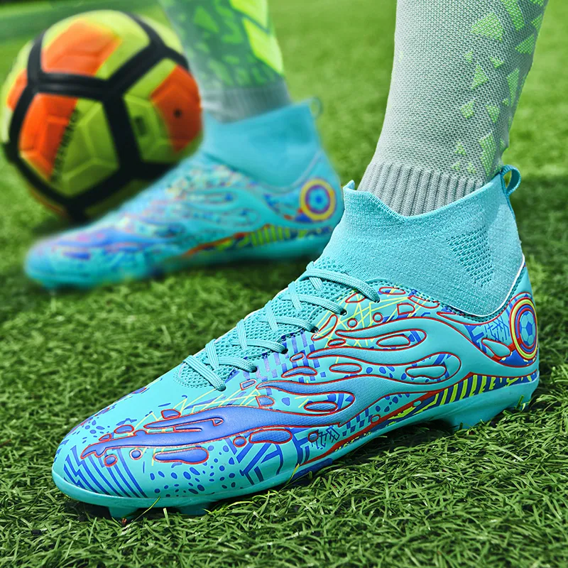 Black tailed deer Soccer Shoes Unisex High Top Aqua/White Blue/White Red-5
