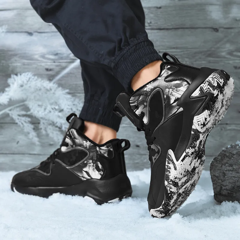 Black tailed Deer Thermal Cushioning Abrasion Resistant Slip Resistant High Top Basketball Shoes Unisex-40
