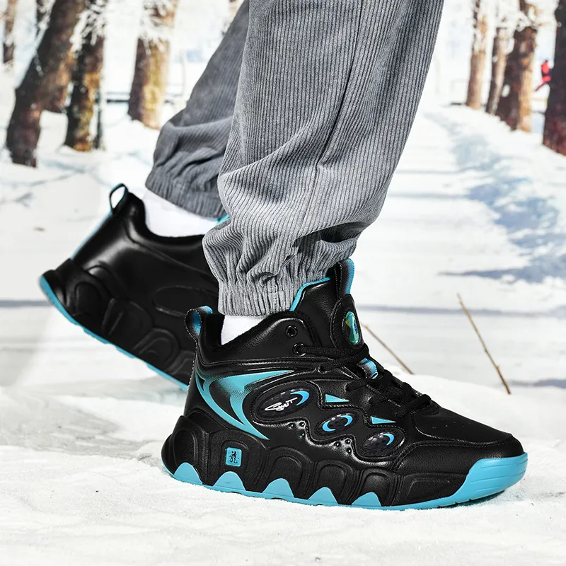 Black tailed Deer Thermal Cushioning Abrasion Resistant Slip Resistant High Top Basketball Shoes Men's-27