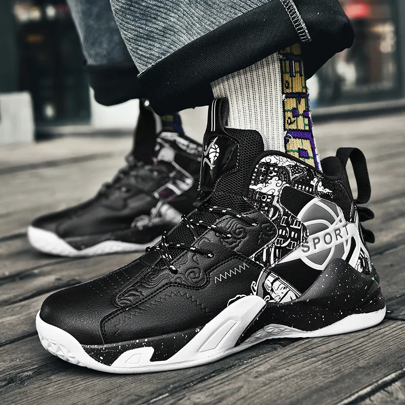 Black tailed Deer Thermal Cushioning Abrasion Resistant Slip Resistant High Top Basketball Shoes Unisex-8