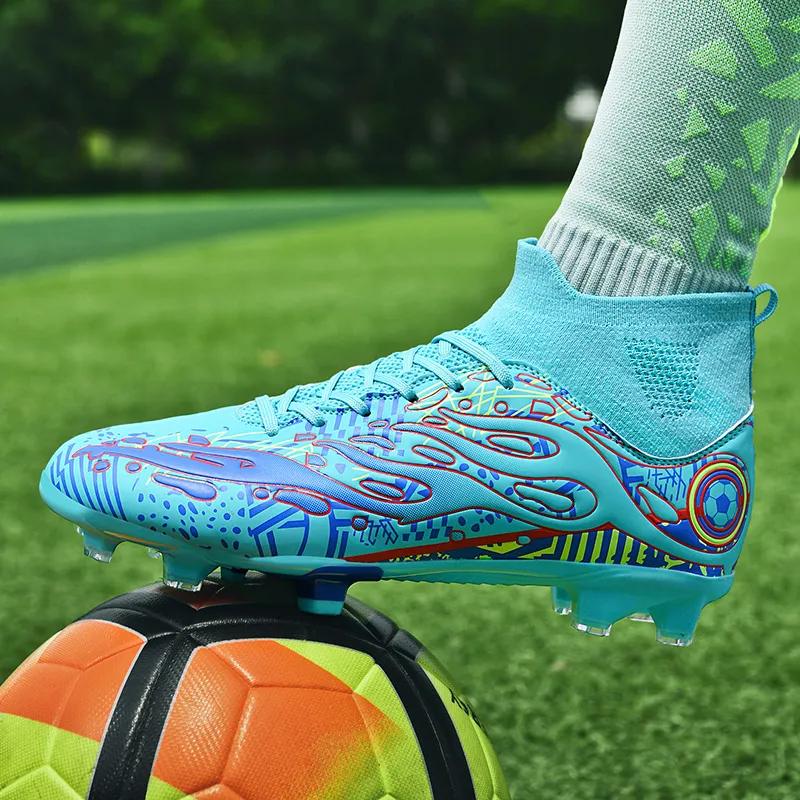 Black tailed deer Soccer Shoes Unisex High Top Aqua/White Blue/White Red-6