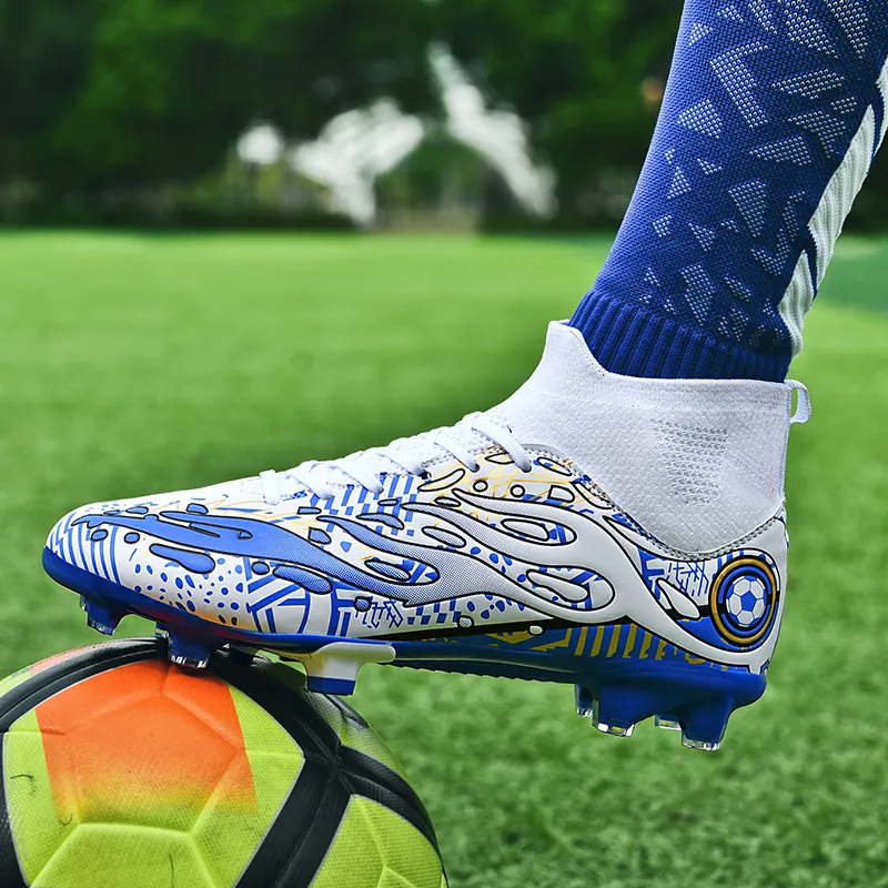 Black tailed deer Soccer Shoes Unisex High Top Aqua/White Blue/White Red-13
