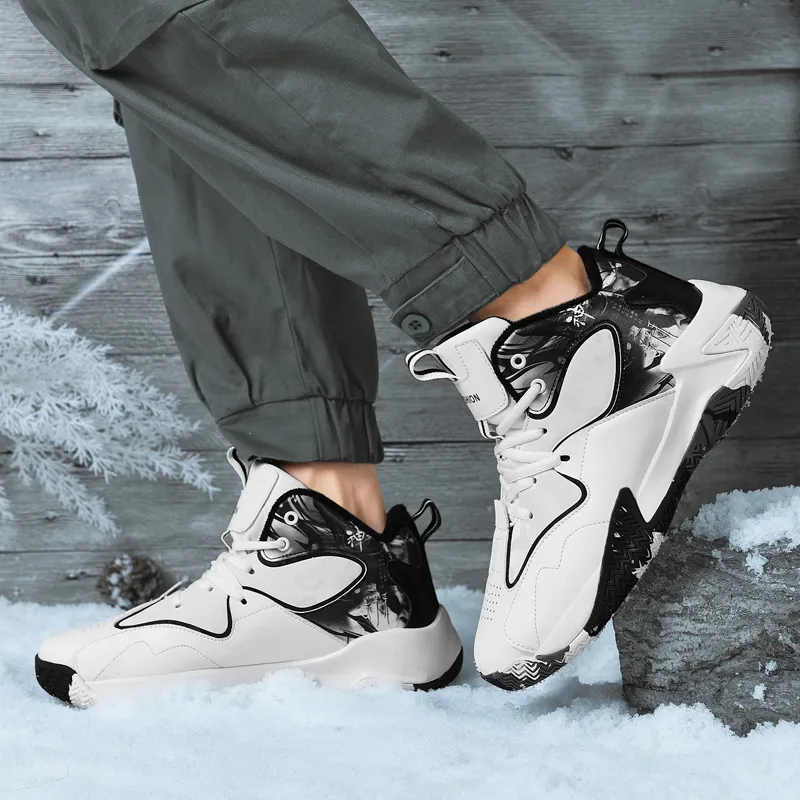 Black tailed Deer Thermal Cushioning Abrasion Resistant Slip Resistant High Top Basketball Shoes Unisex-29