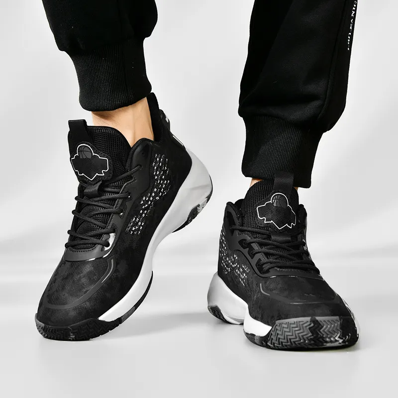 Black tailed Deer Shock Absorbers With Slip Resistant And Abrasion Resistant Properties Mid Top Basketball Shoes Men's-9